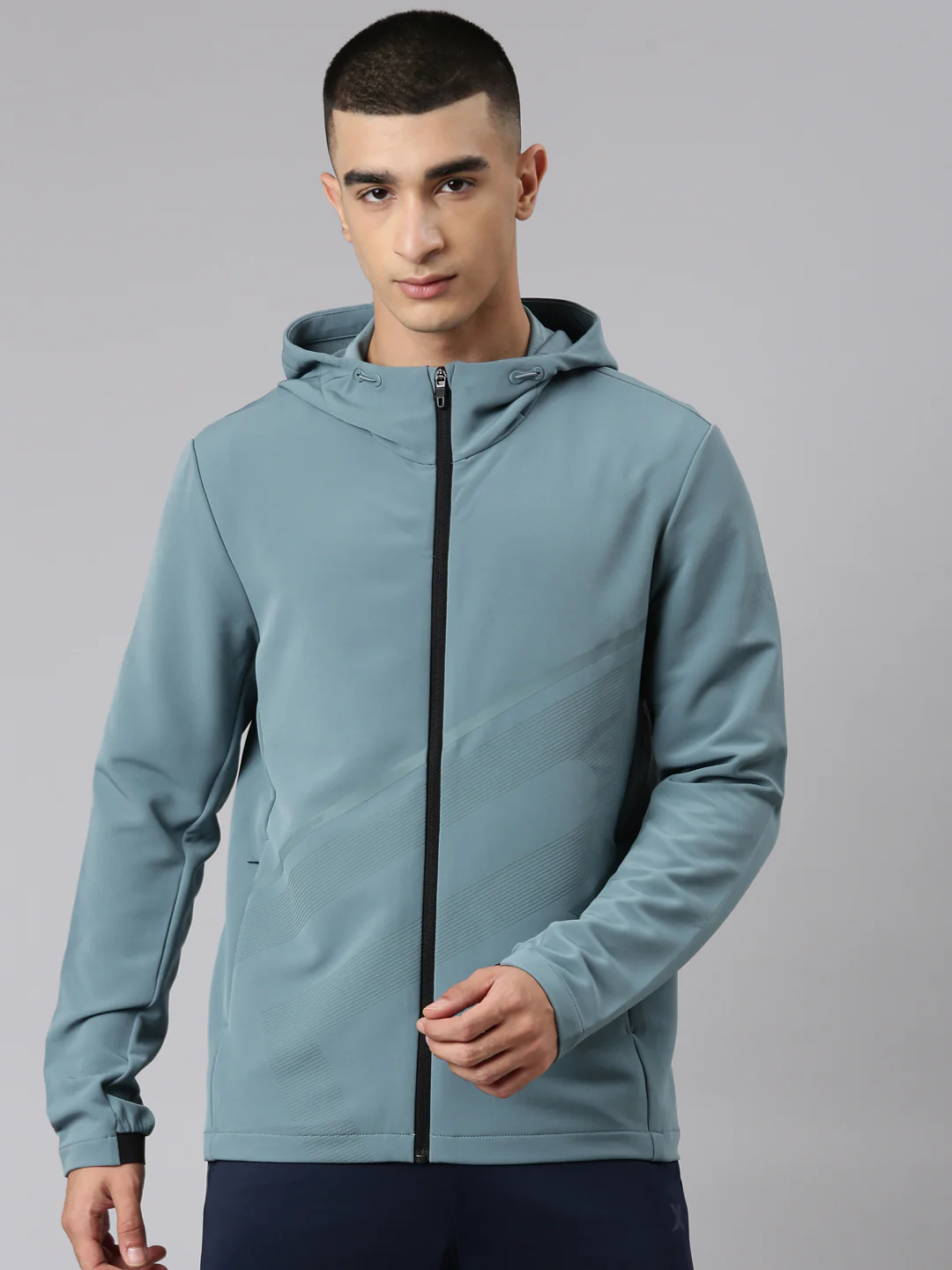 Printed Comfort Windbreaker Jacket - Black - Image 14