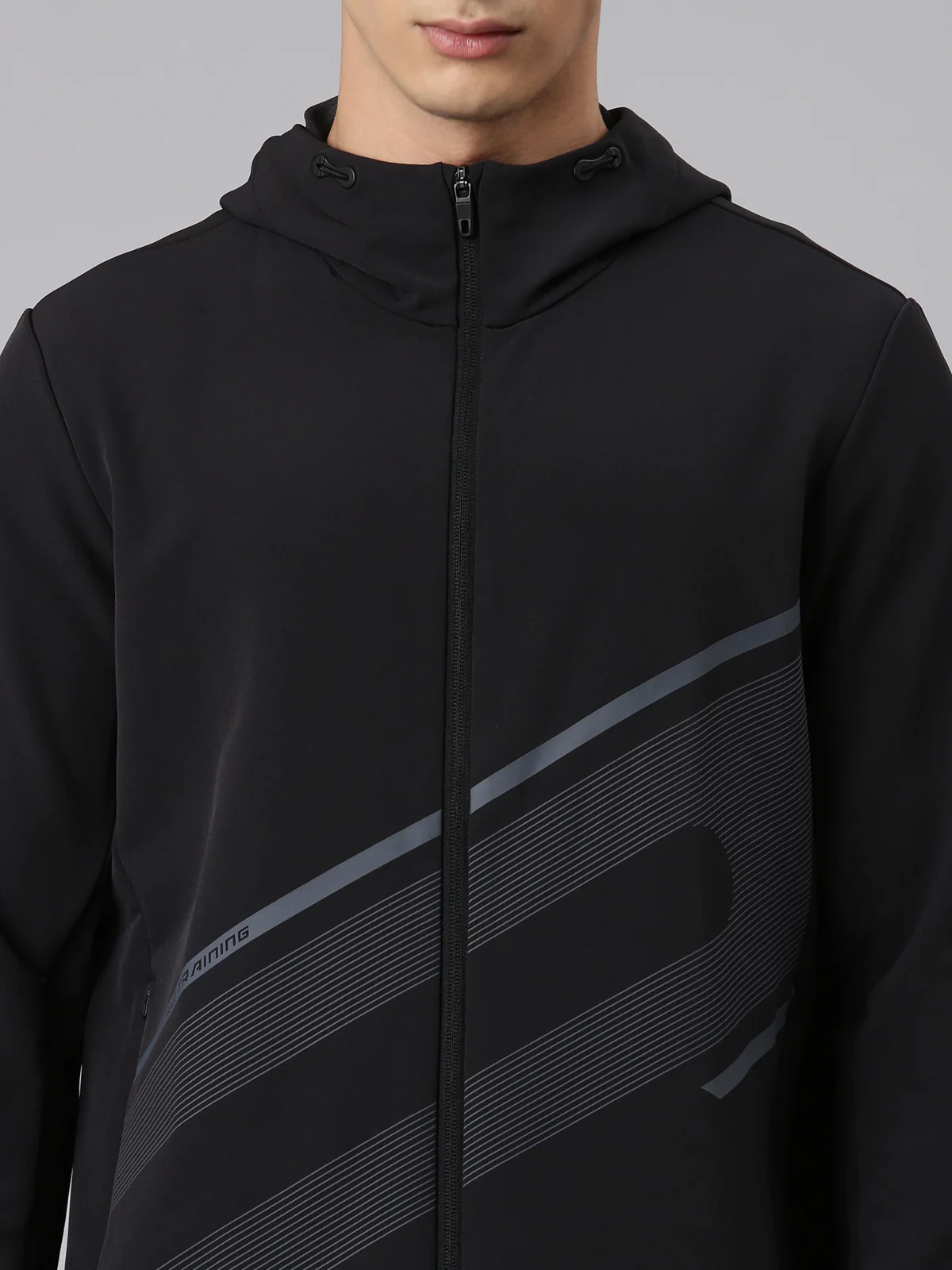 Printed Comfort Windbreaker Jacket - Black - Image 6