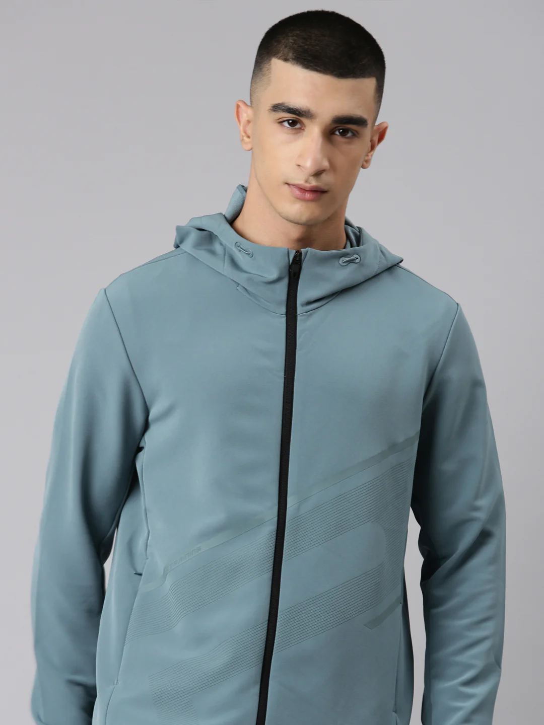 Printed Comfort Windbreaker Jacket - Black - Image 9
