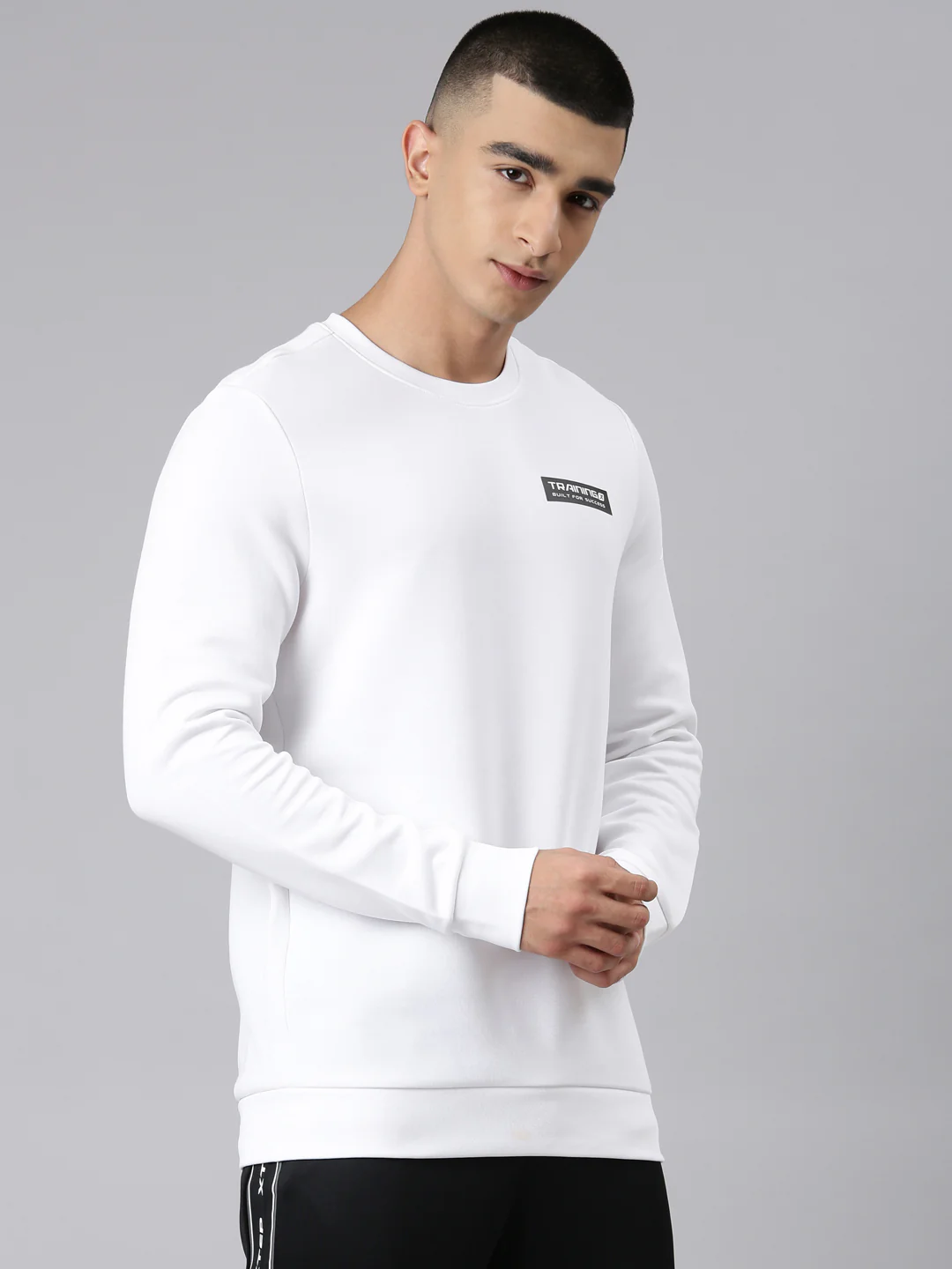 Seamless Dry-Fit Training Sweatshirt - White/Black - Image 10