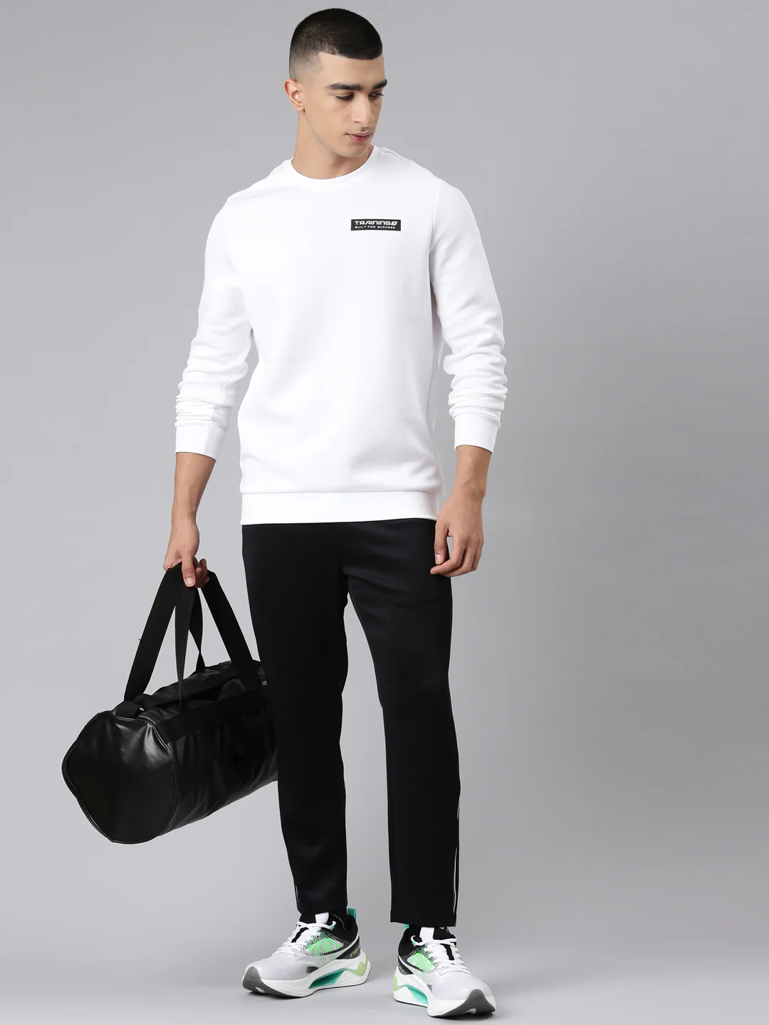 Seamless Dry-Fit Training Sweatshirt - White/Black - Image 14