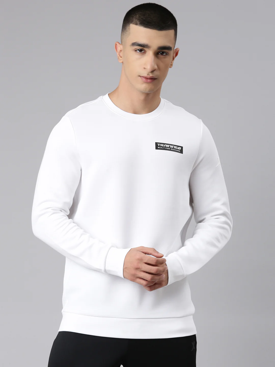 Seamless Dry-Fit Training Sweatshirt - White/Black - Image 9